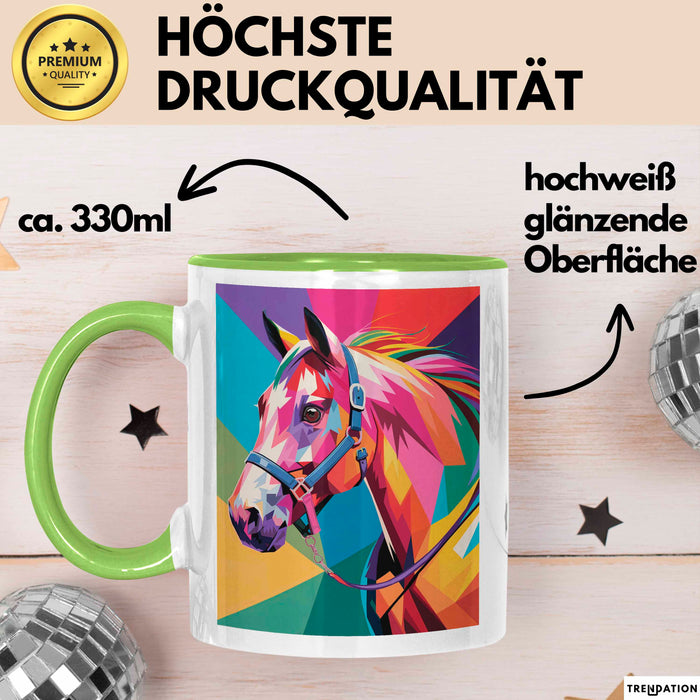 Pferde Tierliebhaber Tasse Geschenk Lustige Geschenkidee Spruch Grün Trendation