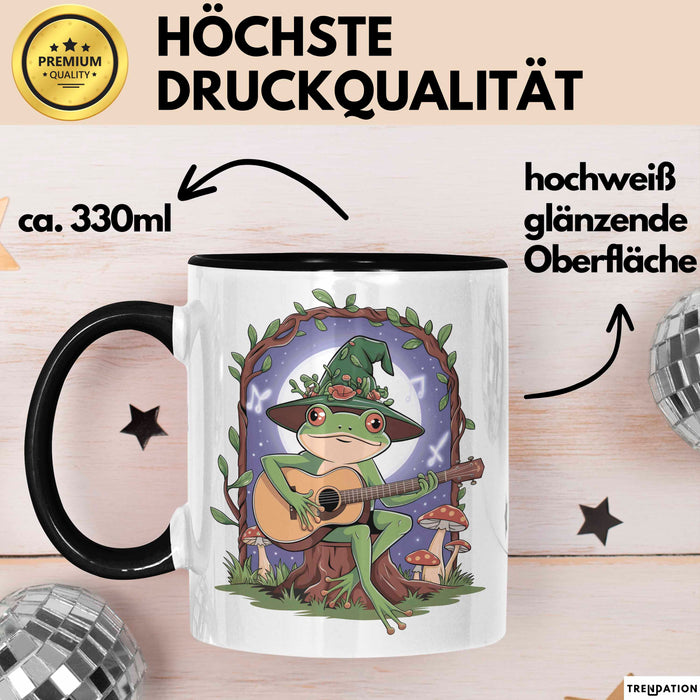 Frosch Tier Spielt Banjo Tasse Geschenk Lustige Geschenkidee Spruch Schwarz Trendation