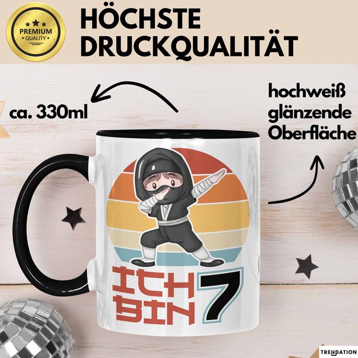 Kinder Tasse Geschenk Ich Bin 7 Ninja Junge Geburtstag Spruch Schwarz Trendation