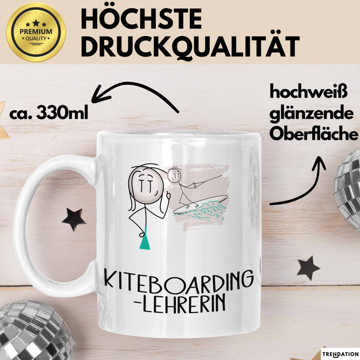 Geschenk für Kiteboarding-Lehrerin Tasse Lustige Geschenkidee Geburtstag Ich Bin Kiteboarding-Lehrerin Ich Darf Das Weiß Trendation