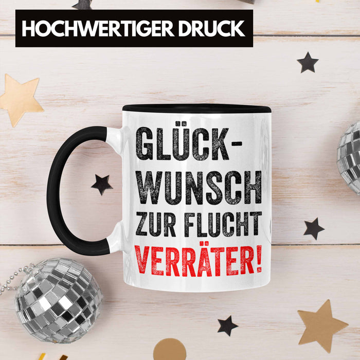 Trendation - Jobwechsel Tasse Geschenk Kollegin Kollege Lustig Abschiedsgeschenk Sprüche Glückwunsch Zur Flucht Trendation