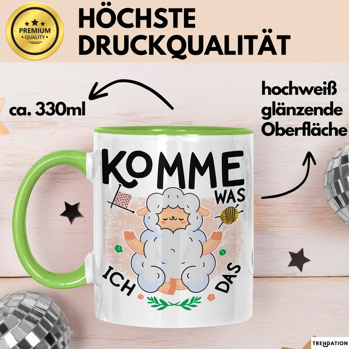 Schaf Tier Bauer Tasse Becher Geschenk Lustige Geschenkidee Spruch Komme Was Wolle Ich Schaf Das Grün Trendation