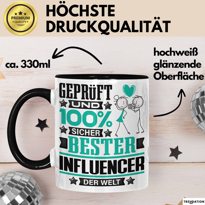 Influencer Geschenk Lustiger Spruch für Influencer Geschenkidee Bester Influencer Der Welt Schwarz Trendation