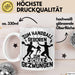 Handball Geschenk Tasse Geschenkidee Handball-Spieler Handballspielerin Mädchen Jungs Kaffee-Becher Zum Handball Geboren Zur Schule Gezwungen Weiß Trendation
