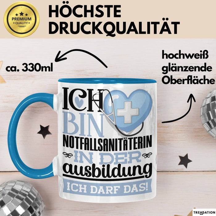 Notfallsanitäterin Ausbildung Start Geschenk Tasse Ich Bin Notfallsanitäterin In Der Ausbildung Ich Darf Das Kaffee-Becher Geschenkidee Blau Trendation