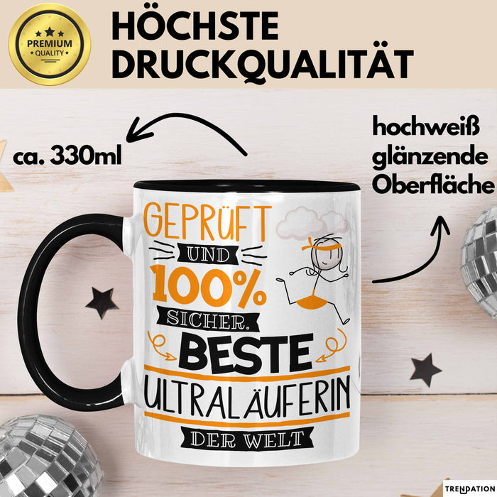 Beste Ultraläuferin Der Welt Tasse Geschenk für Eine Ultraläuferin Geprüft Und Sicher Geschenkidee Geburtstag Weihnachten Trendation