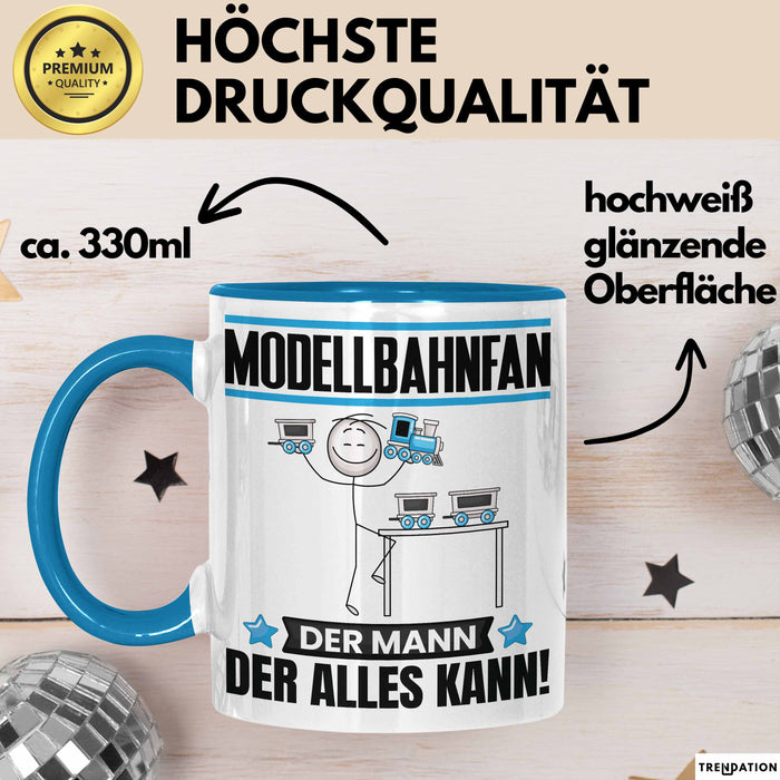 Modellbahnfan Tasse Geschenk für Modellbahnfan Der Mann Der Alles Kann Geschenkidee zum Geburtstag Blau Trendation