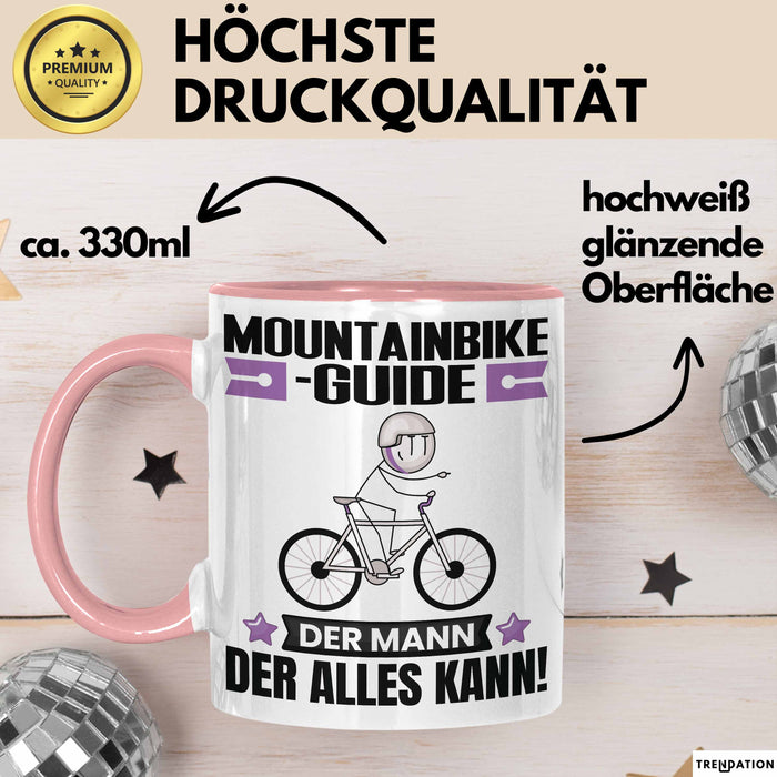 Mountainbike-Guide Tasse Geschenk für Mountainbike-Guide Der Mann Der Alles Kann Geschenkidee zum Geburtstag Rosa Trendation