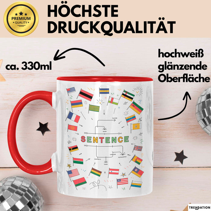 Sprachen Nerd Tasse Geschenk Lustige Geschenkidee Spruch Für Polyglotten Rot Trendation