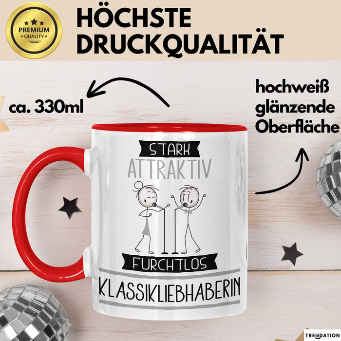 Klassikliebhaberin Tasse Geschenk Becher Stark Attraktiv Furchtlos Klassikliebhaberin Lustige Geschenkidee Rot Trendation