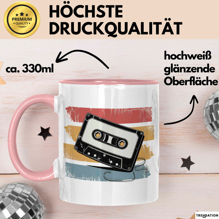 Retro Vintage Kassette Tasse Geschenk Lustige Geschenkidee Spruch Rosa Trendation