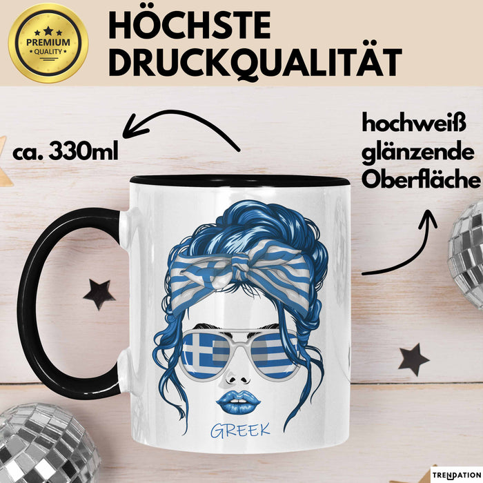 Grieche Tasse Geschenk Greek Woman Frau Becher Kaffee-Becher Trendation