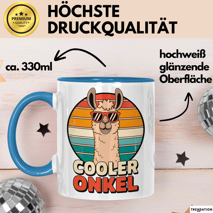 Onkel Lama Sarkastisch Sarkasmus Tasse Geschenk Lustige Geschenkidee Spruch Cooler Onkel Blau Trendation