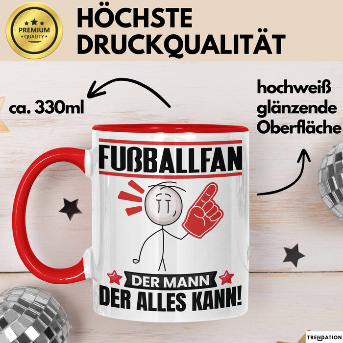 Fußballfan Tasse Geschenk für Fußballfan Der Mann Der Alles Kann Geschenkidee zum Geburtstag Rot Trendation