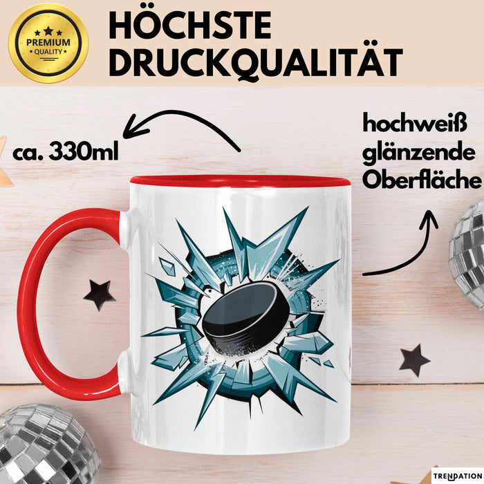 Eishockey Fan Tasse Geschenkidee für Wintersportliebhaber Rot Trendation