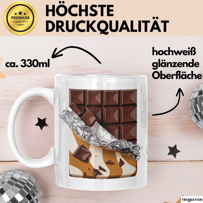 Schokoladenliebhaber Tasse Geschenkidee für Naschkatzen Weiß Trendation