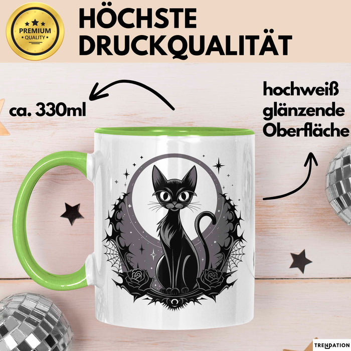 Goth Fan Tasse Geschenkidee für Freunde düsterer Ästhetik Grün Trendation