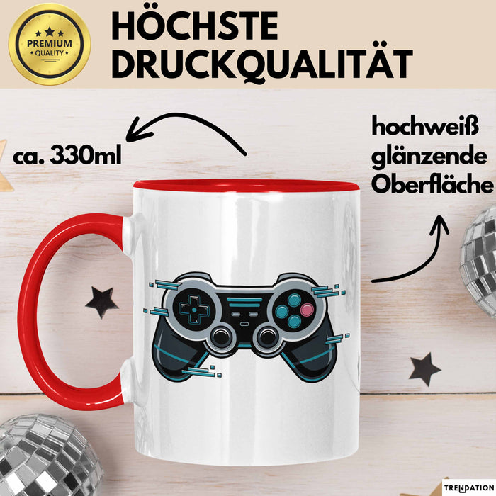 Gamer Tasse Geschenkidee für Videospiel Enthusiasten Rot Trendation
