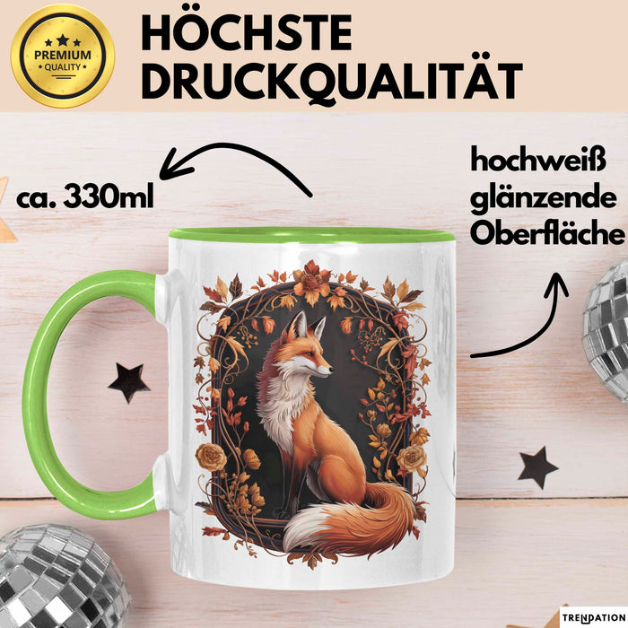 Fuchs Tierliebhaber Tasse Geschenk Lustige Geschenkidee Spruch Grün Trendation