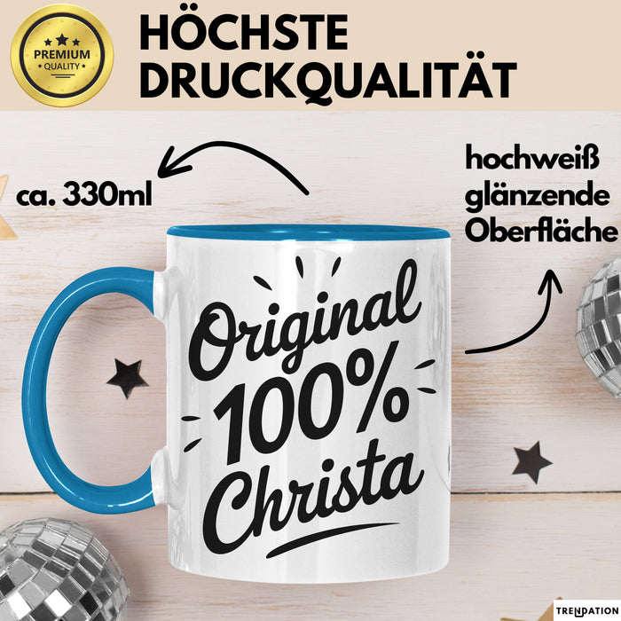 Christa Tasse Geschenk Original 100% Christa Geschenkidee Geburtstag Blau Trendation