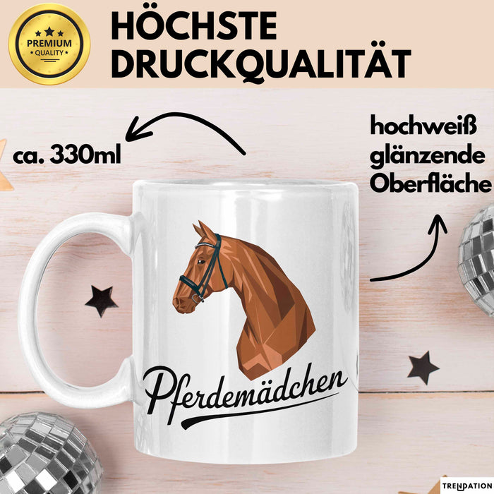 Pferde Tierliebhaber Tasse Geschenk Lustige Geschenkidee Spruch Pferdemädchen Weiß Trendation