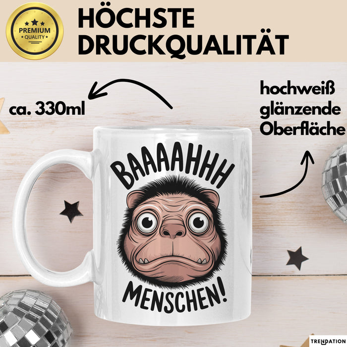 Antisozial Tasse Geschenk Baaahhh Menschen Geschenkidee Lustig Sarkasmus Weiß Trendation