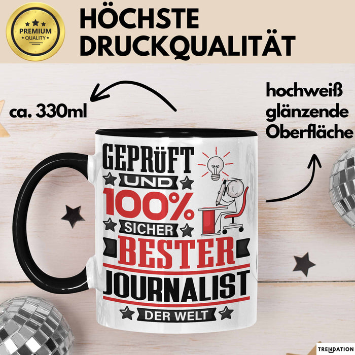 Journalist Geschenk Lustiger Spruch für Journalist Geschenkidee Bester Journalist Der Welt Schwarz Trendation