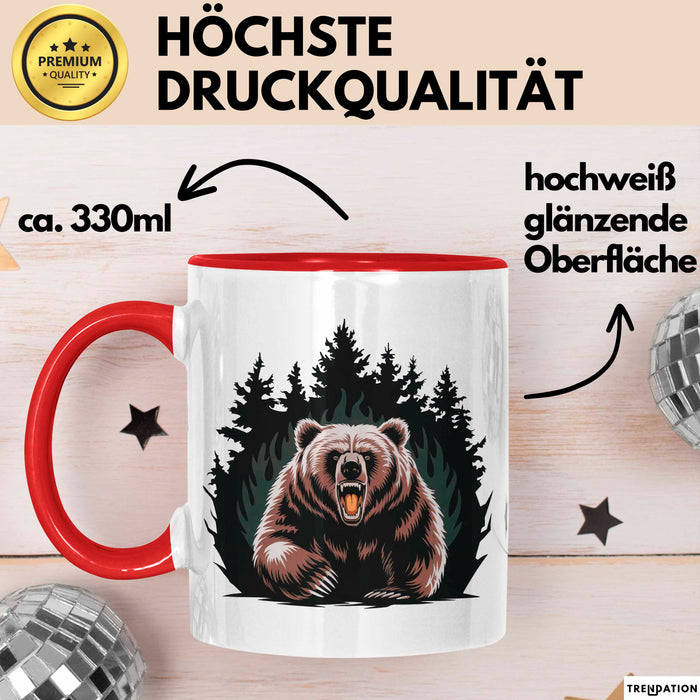 Bärenliebhaber Tasse Geschenkidee für Naturliebhaber Rot Trendation