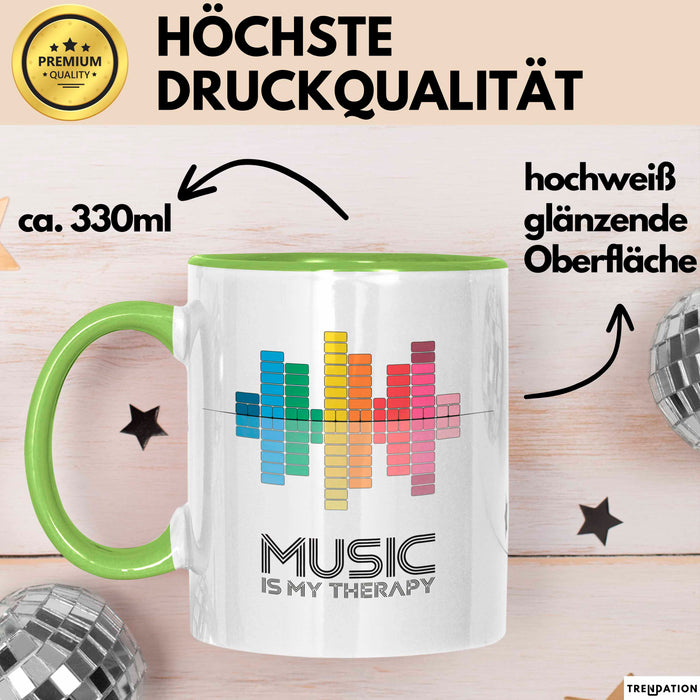 DJ Musik Equalizer EDM Party Tasse Geschenk Lustige Geschenkidee Spruch Musik Ist Meine Therapie Grün Trendation