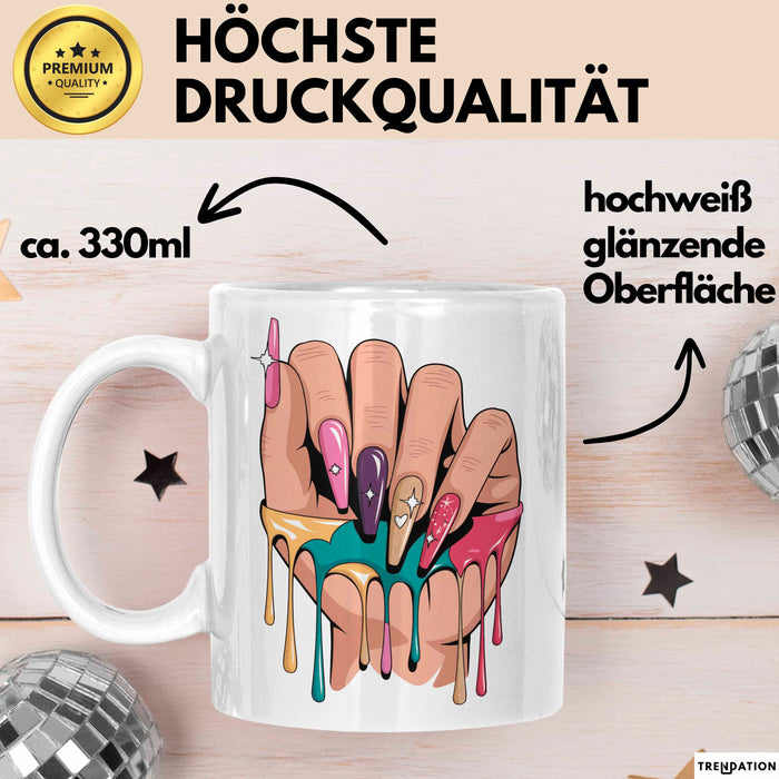 Nageltechniker Tasse Geschenkidee für Mani Profi Weiß Trendation