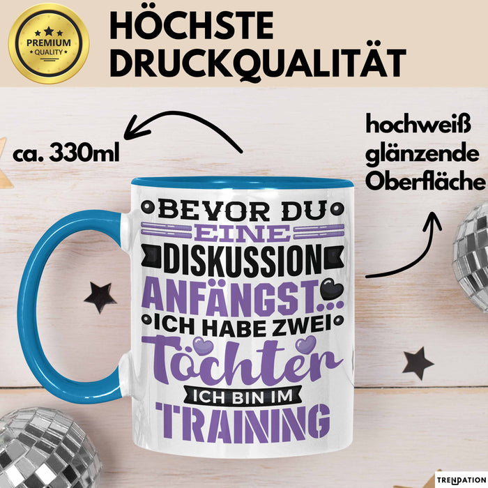 Mama Papa Tasse Geschenk 2 Töchter Geschenkidee Muttertag Vatertag Geschenke Blau Trendation