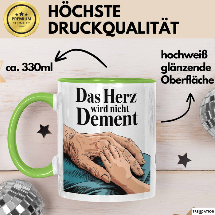 Krankenschwester Pflege Betreuung Tasse Geschenk Lustige Geschenkidee Spruch Das Herz Wird Nicht Dement Grün Trendation