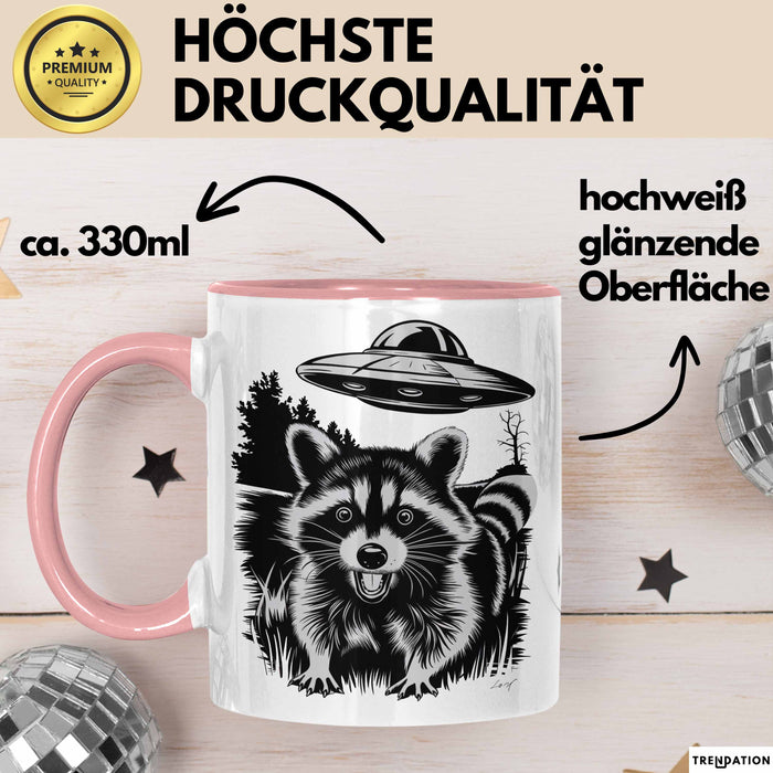 UFO Aliens Tasse Geschenk Waschbär Alien Sci Fi Liebhaber Rosa Trendation