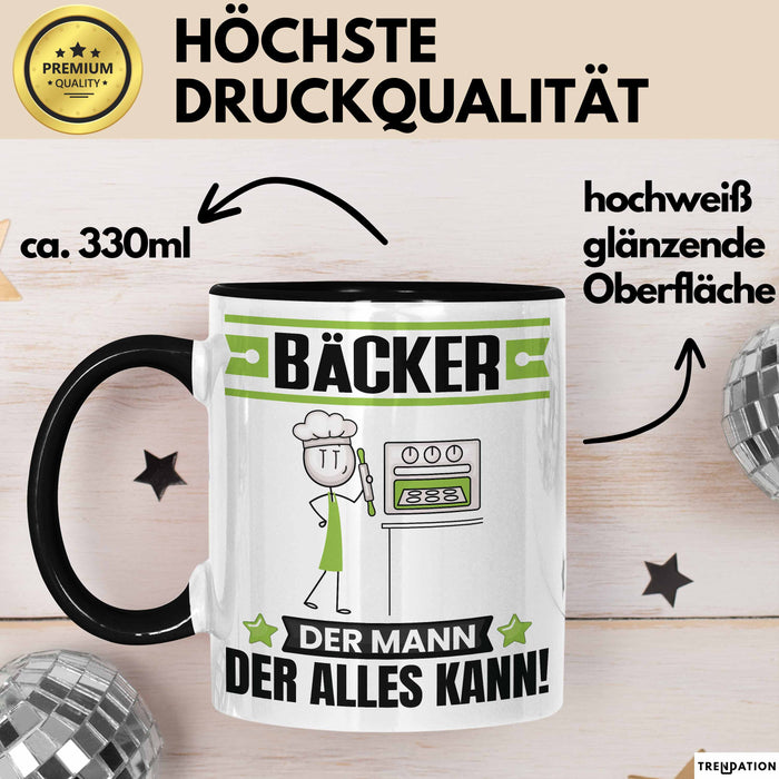 Bäcker Tasse Geschenk für Bäcker Der Mann Der Alles Kann Geschenkidee zum Geburtstag Schwarz Trendation