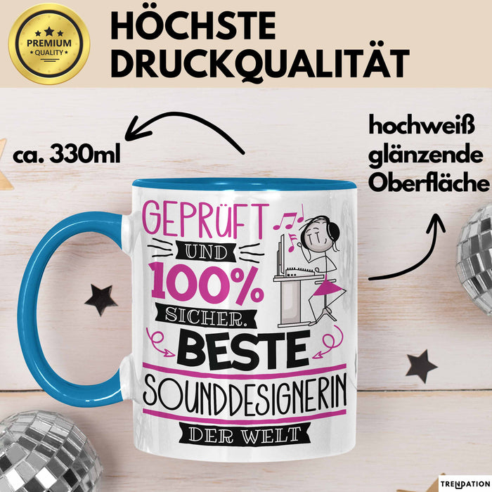 Sounddesignerin Geschenk Becher Tasse Gott Schuf Alle Menschen Gleich Nur Die Besten Durfeten Sounddesignerin Werden Geschenkidee Lustig Blau Trendation