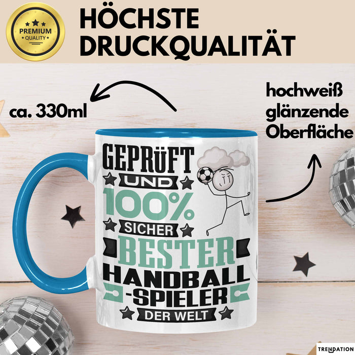 Handballspieler Geschenk Lustiger Spruch für Handballspieler Geschenkidee Bester Handballspieler Der Welt Blau Trendation