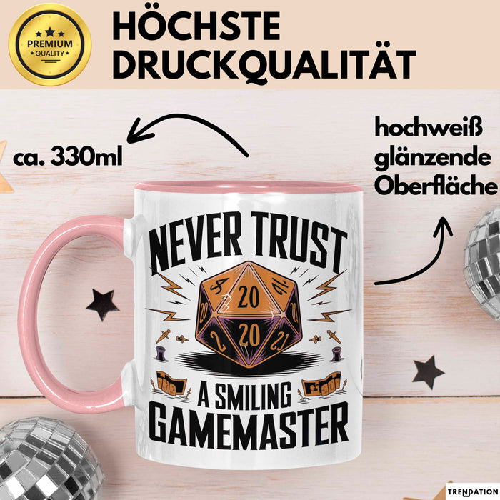 Gamer Tasse Geschenkidee Lachender Spielleiter Videospiel Rosa Trendation