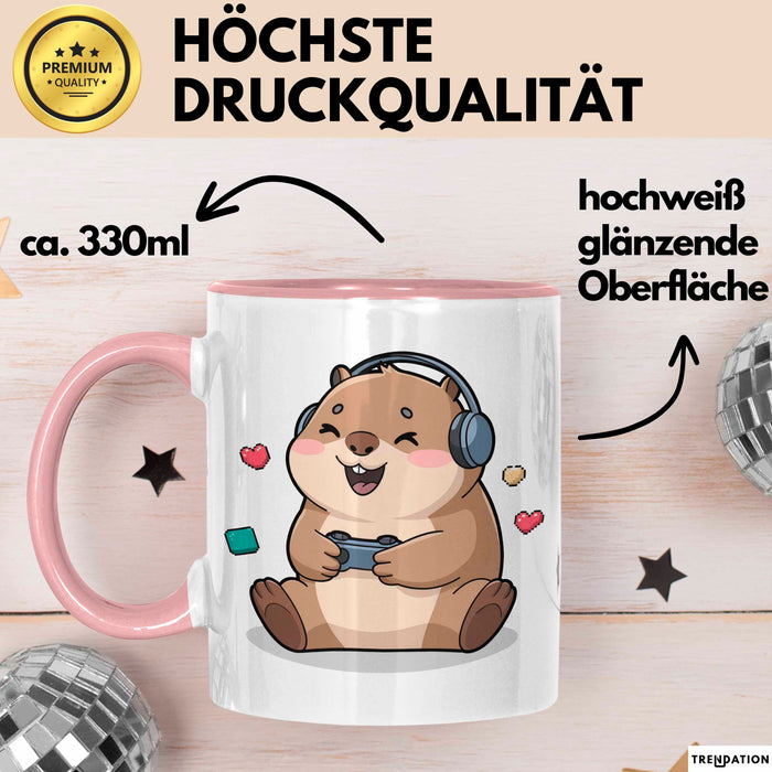 Capybara Videospieler Tasse Geschenk Lustige Geschenkidee Rosa Trendation