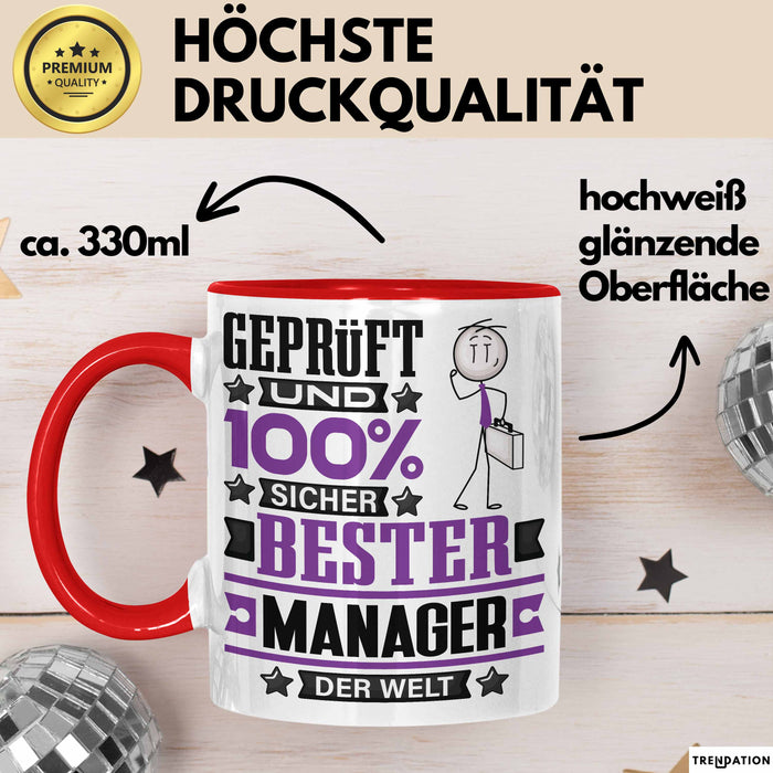 Manager Geschenk Lustiger Spruch für Manager Geschenkidee Bester Manager Der Welt Rot Trendation