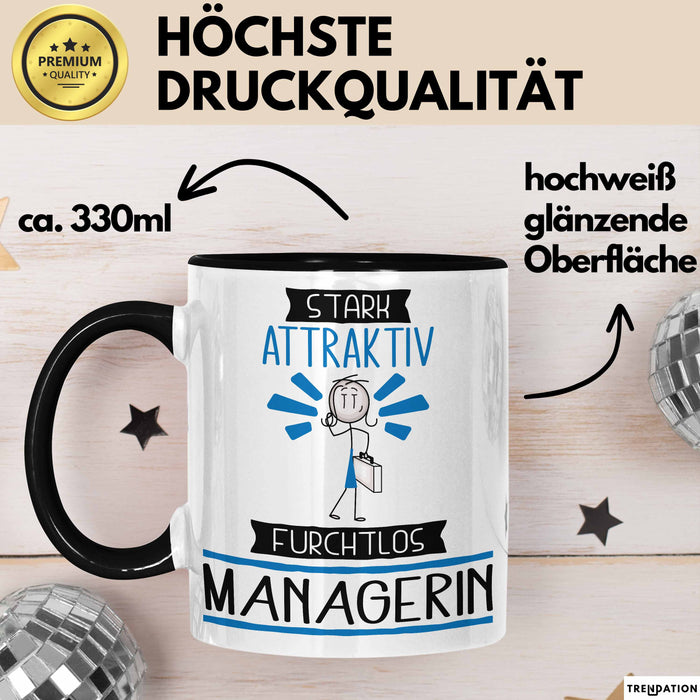 Managerin Tasse Geschenk Becher Stark Attraktiv Furchtlos Managerin Lustige Geschenkidee Trendation