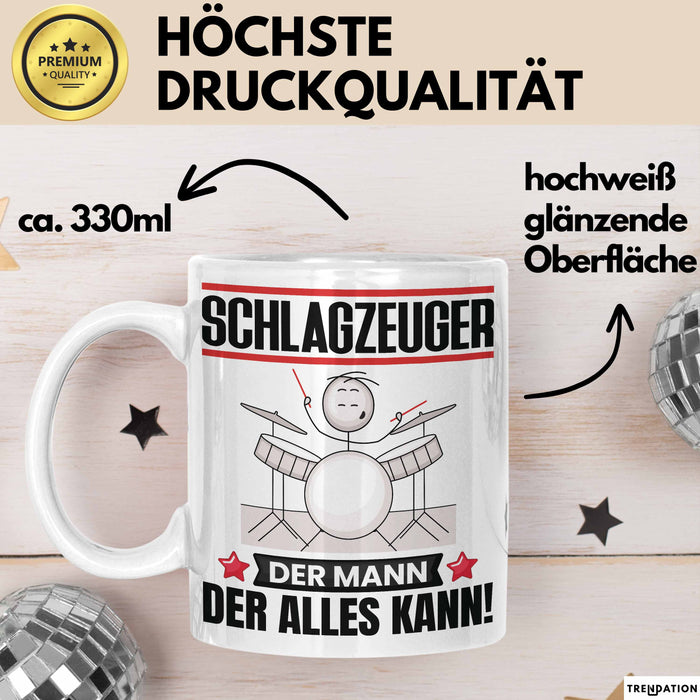 Schlagzeuger Tasse Geschenk für Schlagzeuger Der Mann Der Alles Kann Geschenkidee zum Geburtstag Weiß Trendation