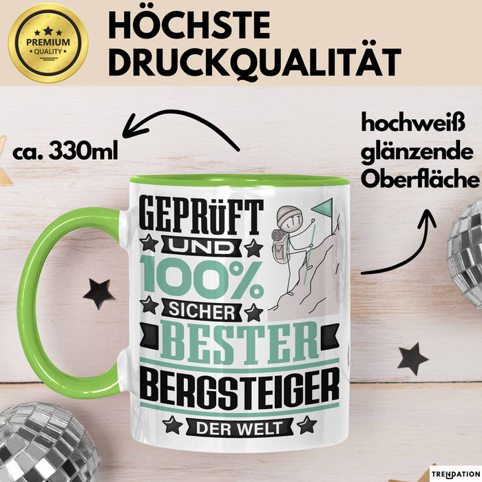 Bergsteiger Geschenk Lustiger Spruch für Bergsteiger Geschenkidee Bester Bergsteiger Der Welt Grün Trendation