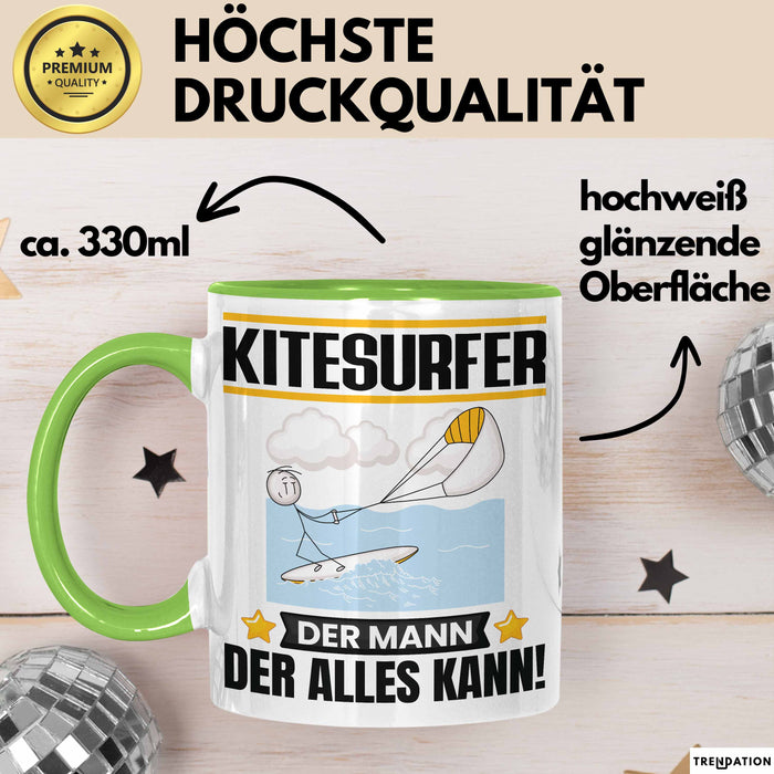 Kitesurfer Tasse Geschenk für Kitesurfer Der Mann Der Alles Kann Geschenkidee zum Geburtstag Grün Trendation