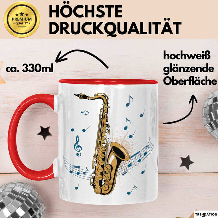 Saxophonspieler Tasse Geschenk Lustige Geschenkidee Spruch Rot Trendation