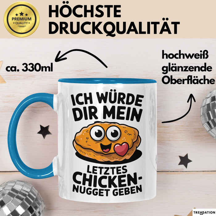 Ehemann Ehefrau Paare Jahrestag Tasse Geschenk Lustige Geschenkidee Spruch Ich Würde Dir Mein Letztes Chicken Nugget Geben Blau Trendation