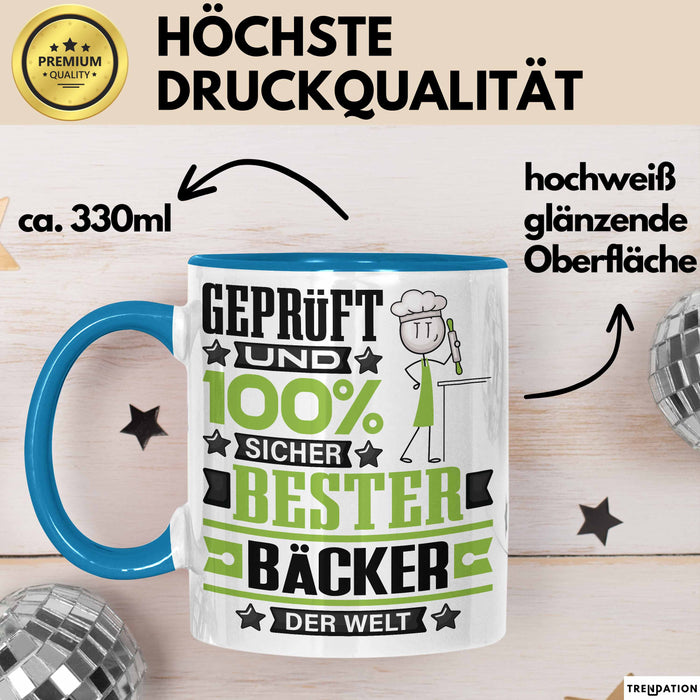 Bäcker Geschenk Lustiger Spruch für Bäcker Geschenkidee Bester Bäcker Der Welt Blau Trendation