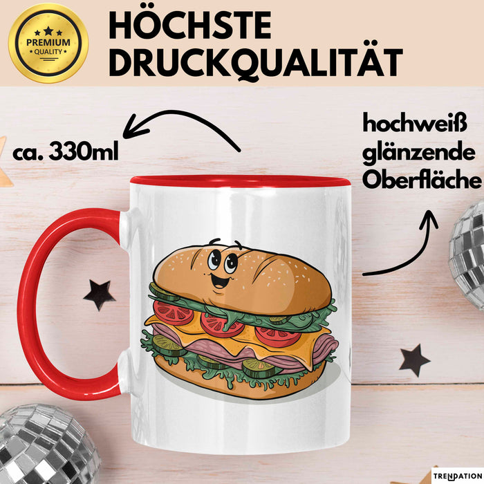 Sandwich Liebhaber Tasse Geschenkidee für Snack Stapel Fan Rot Trendation