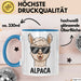 Alpaka Liebhaber Tasse Geschenkidee Flauschiger Tierfan Geschenkidee Lustig Blau Trendation