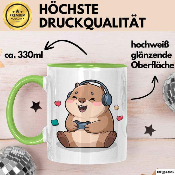 Capybara Videospieler Tasse Geschenk Lustige Geschenkidee Grün Trendation