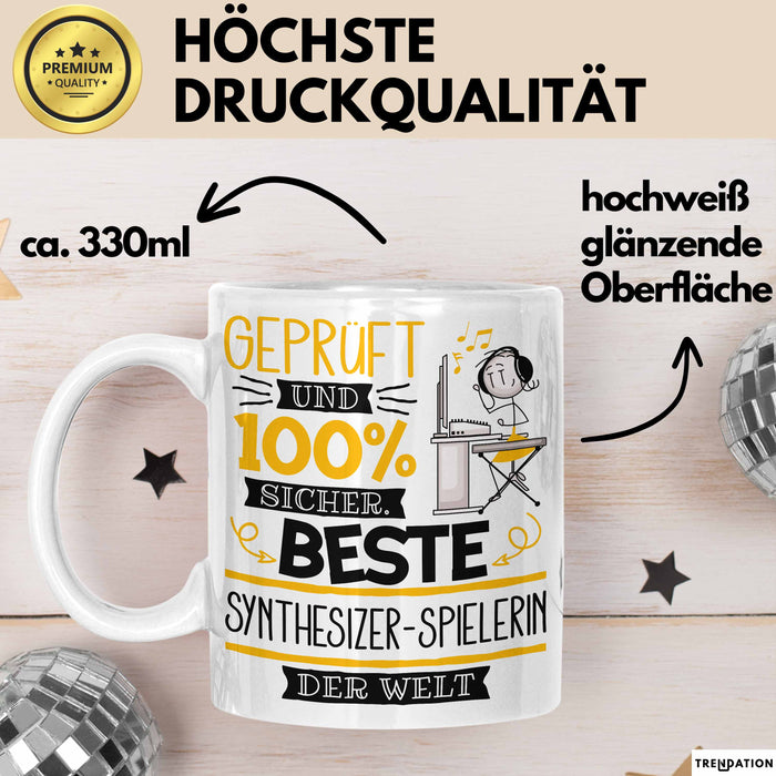 Beste Synthesizer-Spielerin Der Welt Tasse Geschenk für Eine Synthesizer-Spielerin Geprüft Und Sicher Geschenkidee Geburtstag Weihnachten Weiß Trendation
